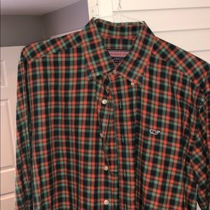 Vineyard Vines Plaid Button Down Green/Red Sz M